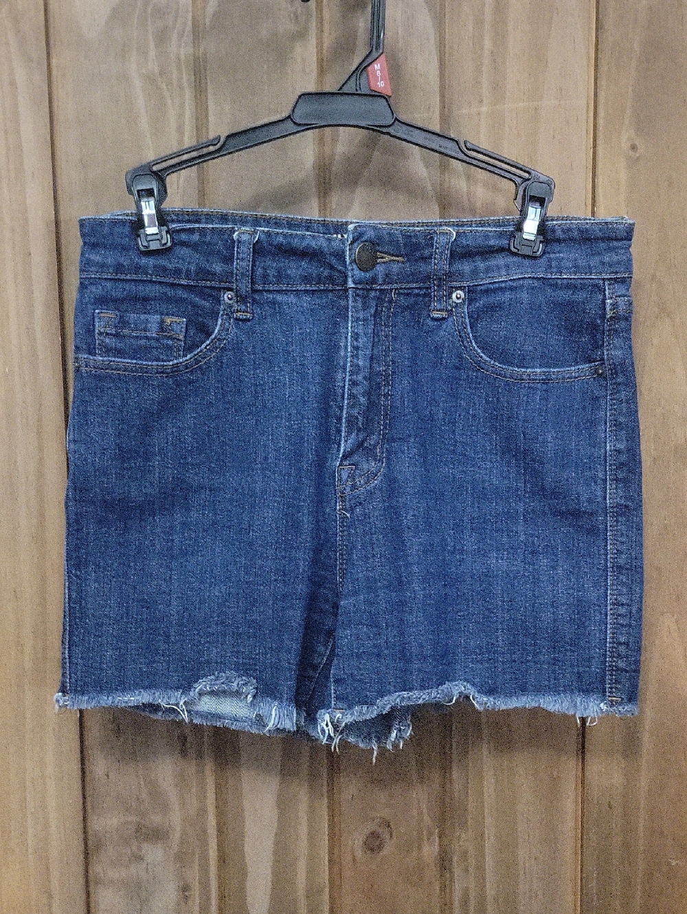 Dark Blue Denim Shorts with Raw Hem